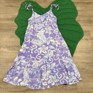Blue Ginger Hawaii Girls 10 Purple Floral Tie Strap Aloha Dress